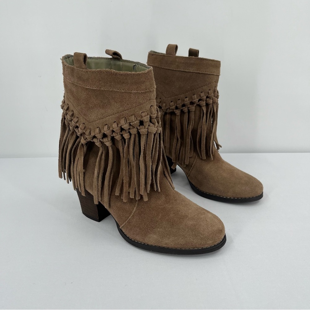 Fringe sbicca suede western cowboy ankle boots 7.5 festival boho indie rodeo